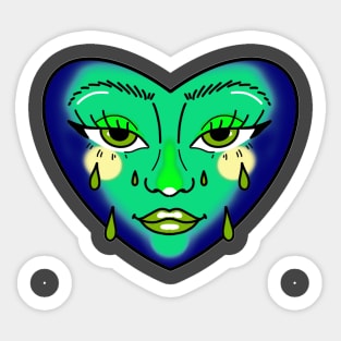 blue and green crying heart tattoo cute gift Sticker